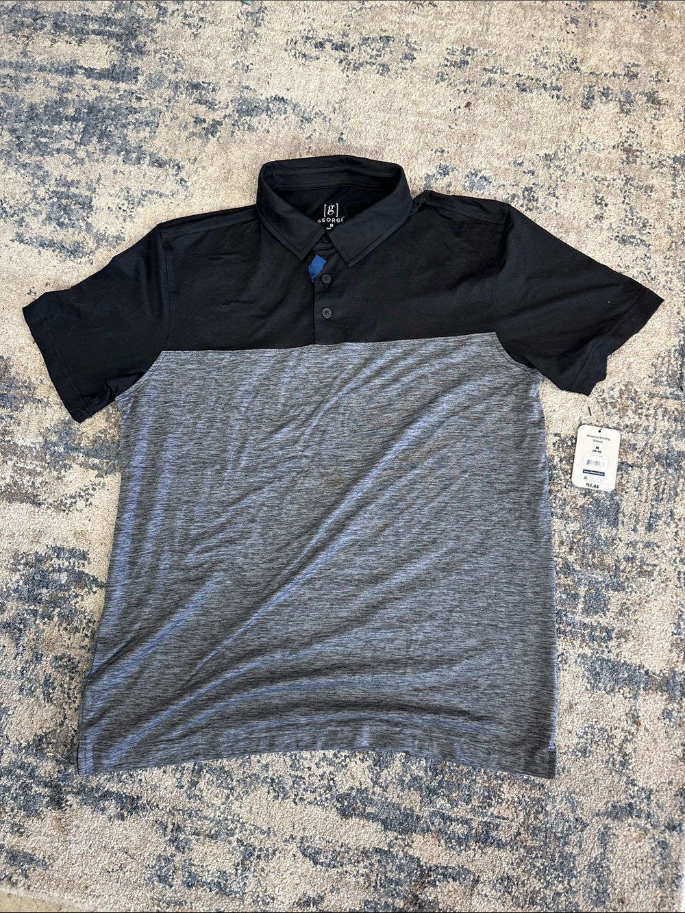 George Men’s Black and Gray Two-Tone Polo